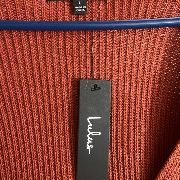 Lulu's Brown V-Neck Sweater Cozy Knit - Picture 4 of 4